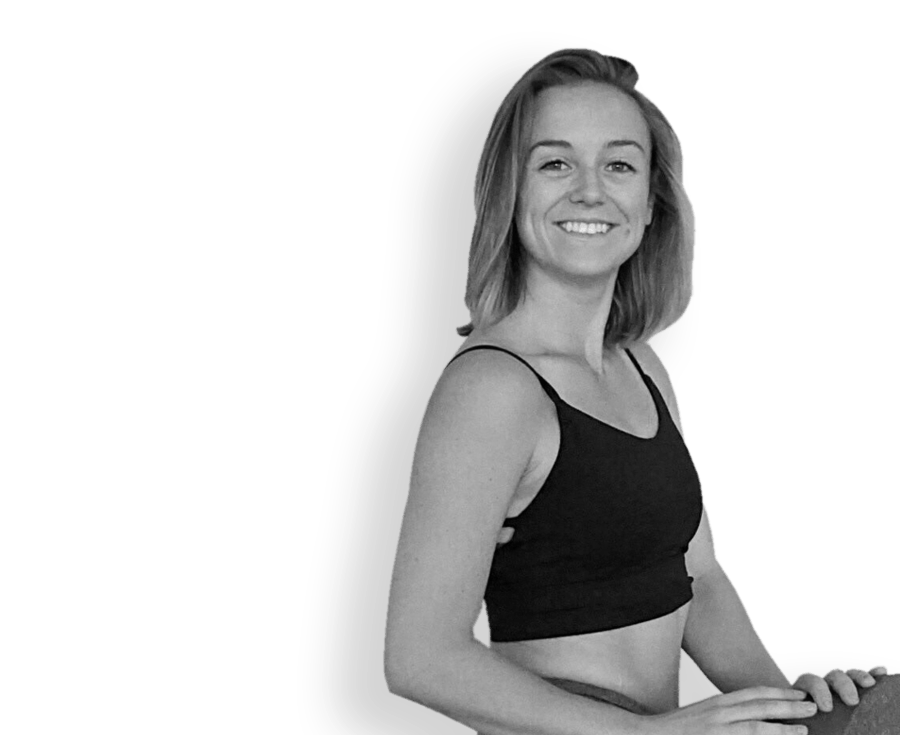 Lara Atella prepares to hold an online yoga class via webcam at